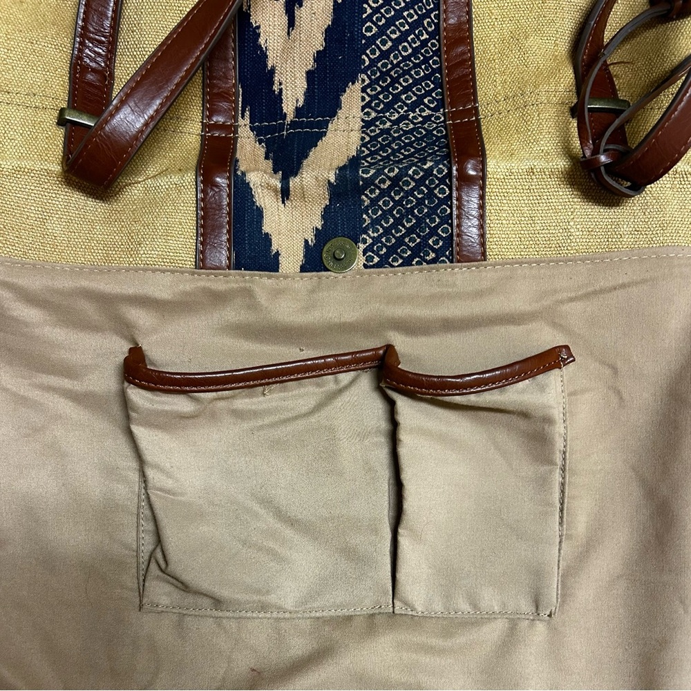 Lucky Brand leather/cotton/linen tote bag - Picture 6 of 9